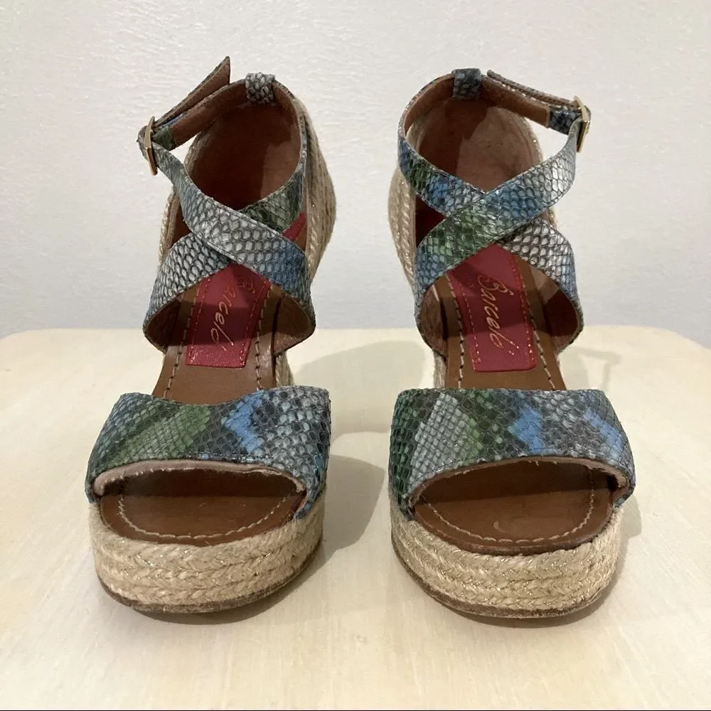 Paloma Barcelo Multicolor Snake Print Espadrille Wedges